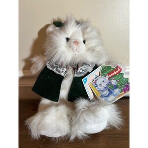 Rosebud White Fluffy Cat Plush Toy I Want to be Fluffy Tag Christmas